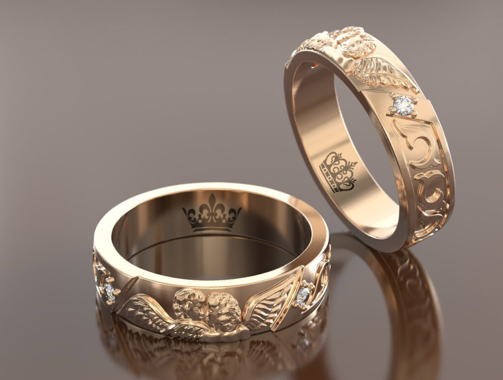 Гравировка на венчальных кольцах из золота
