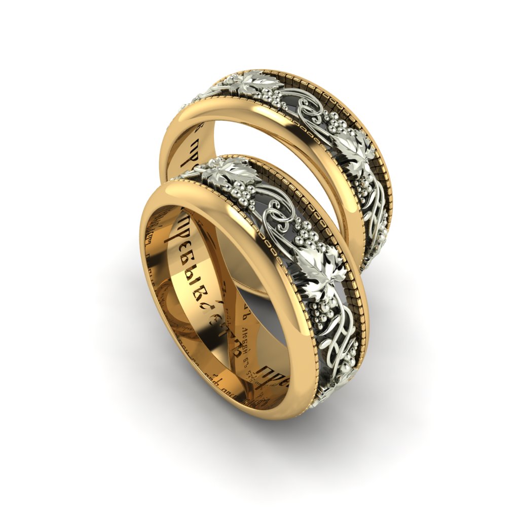 Гравировка на венчальных кольцах из золота